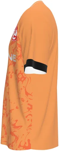 Camisa de goleiro do Kaiserslautern 2026 - 2027 laranja com textura marmorizada, frente e costas