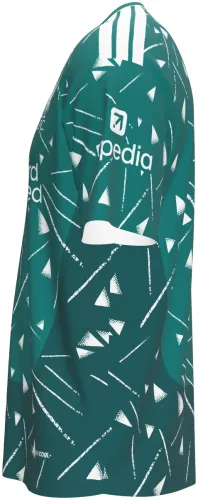 Camisa de goleiro do Liverpool 2026 verde-petróleo com triângulos brancos, frente e costas