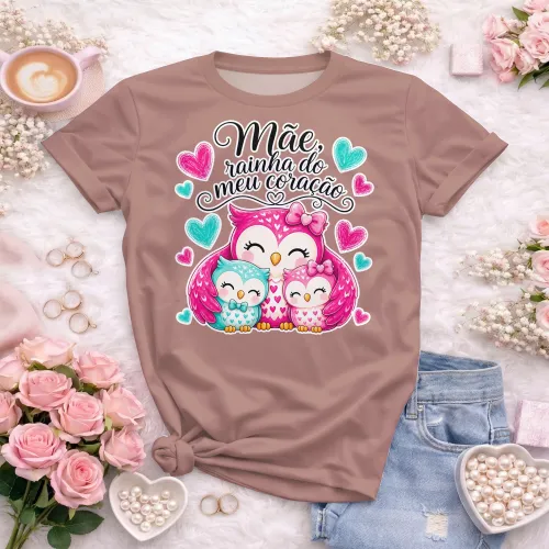 Arte camisa mãe com coruja e amor especial