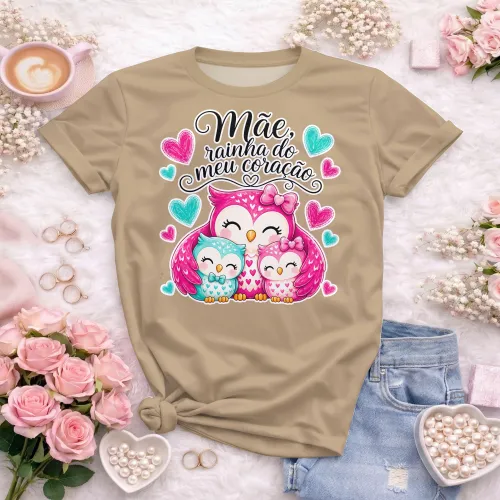 Arte camisa mãe com família e carinho