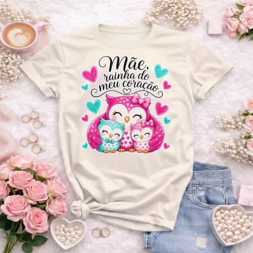 Arte camisa mãe com corujas e proteção