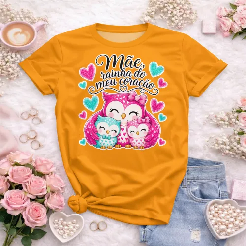 Arte camisa mãe com coruja e vida