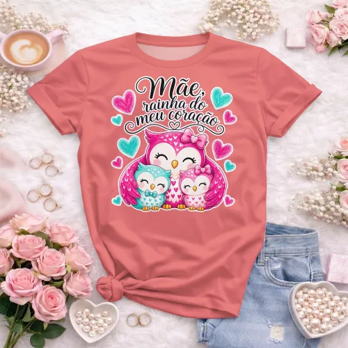 Arte camisa mãe com coruja e amor incondicional