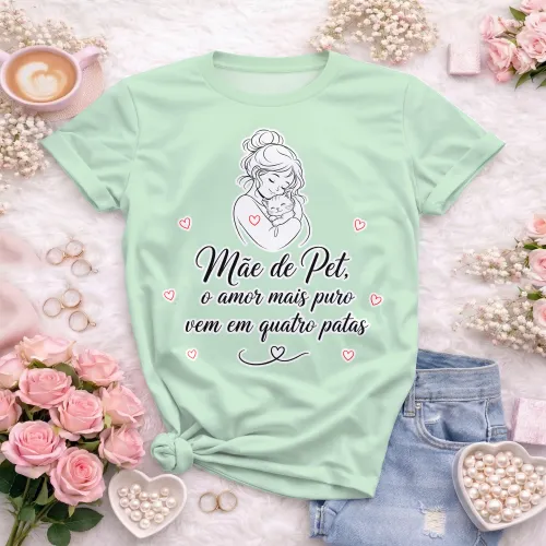 Arte camisa mãe de pet com coração
