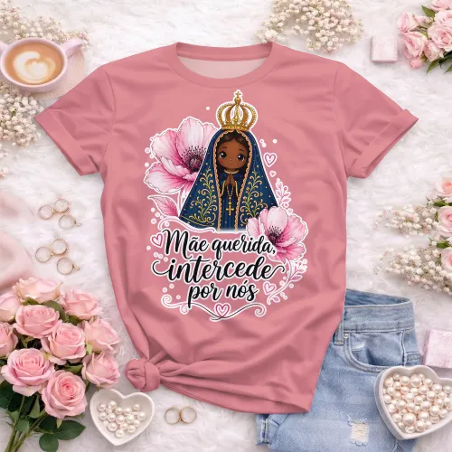 Arte camisa Nossa Senhora com amor celestial