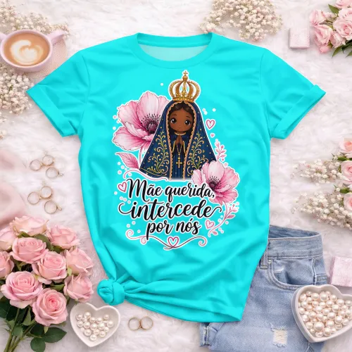 Arte camisa Nossa Senhora com fé eterna