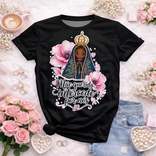 Arte camisa Nossa Senhora com graça espiritual