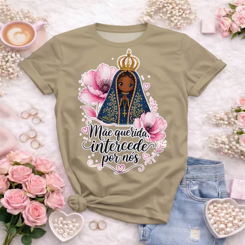 Arte camisa Nossa Senhora com luz eterna