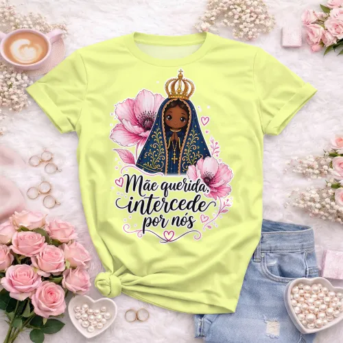 Arte camisa Nossa Senhora com proteção divina