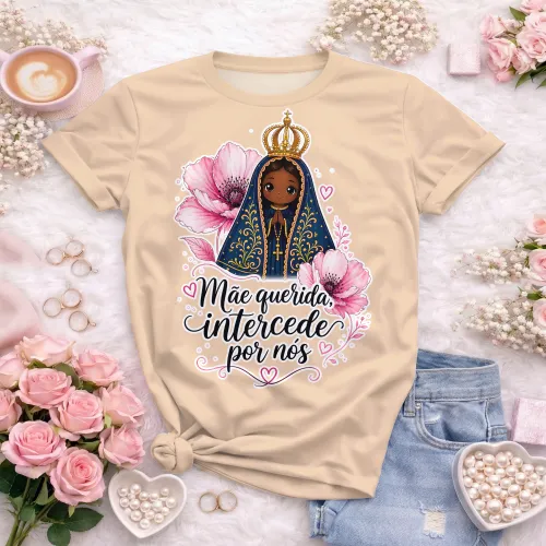 Arte camisa Nossa Senhora com fé e amor