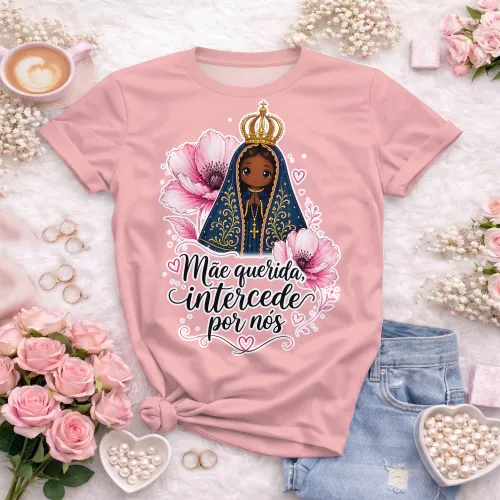 Arte camisa Nossa Senhora com proteção espiritual