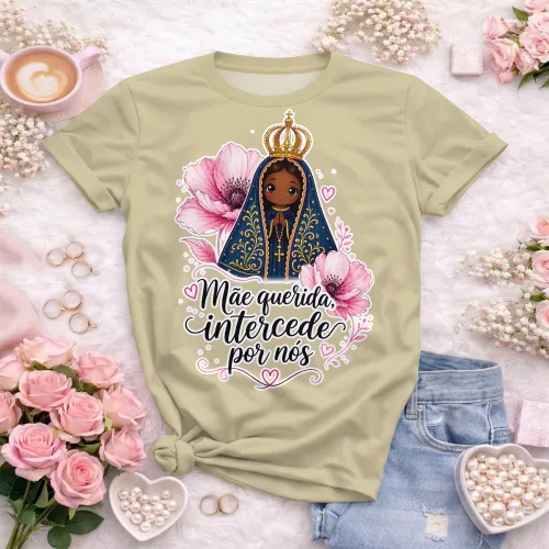 Arte camisa Nossa Senhora com amor celestial