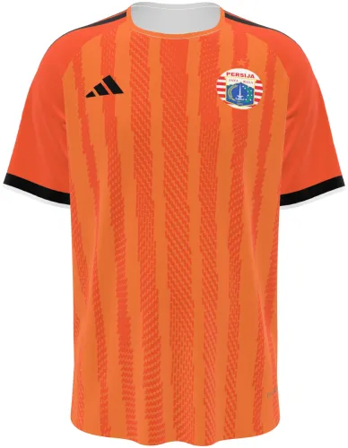 Camisa terceiro uniforme do Persija Jakarta 2026 - 2027 laranja com ombro preto, frente e costas