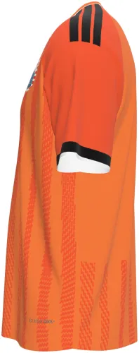 Camisa terceiro uniforme do Persija Jakarta 2026 - 2027 laranja com ombro preto, frente e costas