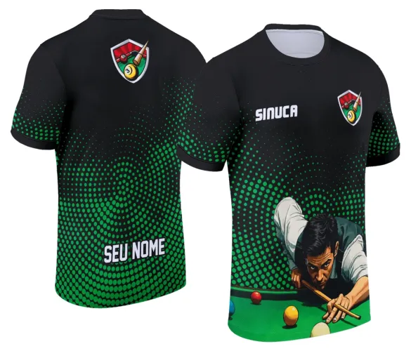 Camisa com logo no peito e estampa grande nas costas com design exclusivo inspirado em sinuca, perfeita para quem adora o estilo Snook Bilhar. Visual moderno e atraente para quem quer destacar sua paixão pelo jogo.