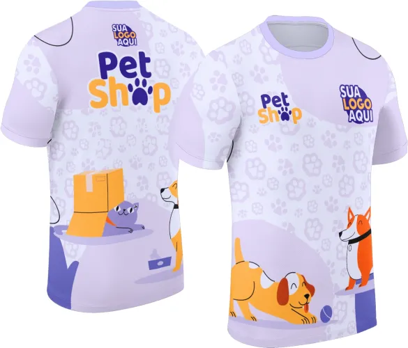 Arte para camisa de pet shop ideal para profissionais de banho e tosa e serviços de cuidado animal.