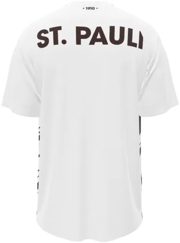 Camisa visitante do St. Pauli 2026 - 2027 branca com pinceladas marrons, frente e costas