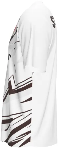 Camisa visitante do St. Pauli 2026 - 2027 branca com pinceladas marrons, frente e costas