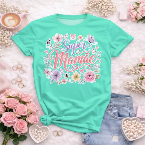 Arte camisa super mamãe com emoção