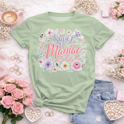 Arte camisa super mamãe com gratidão