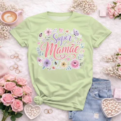 Arte camisa super mamãe com amor eterno