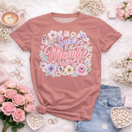 Arte camisa super mamãe com design criativo
