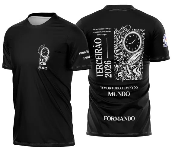 Arte camisa terceirão com conceito de tempo escorrendo e estilo artístico, perfeita para camisetas de conclusão escolar