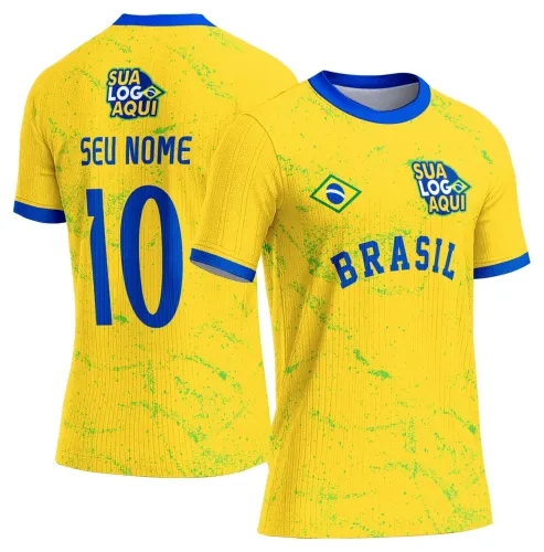 Arte de camisa para torcida brasileira 2026, ideal para quem busca estampa criativa com tema futebol nacional.