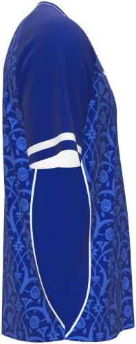 Camisa conceito do Uzbequistão 2026 azul com arabescos tom sobre tom, frente e costas