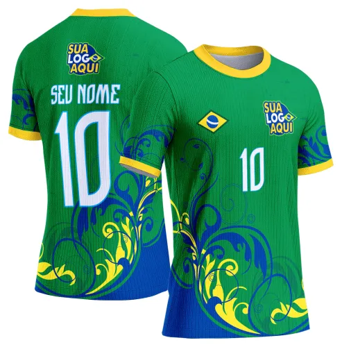 Arte camiseta Brasil campeonato 2026, indicada para torcida, eventos esportivos e personalização.