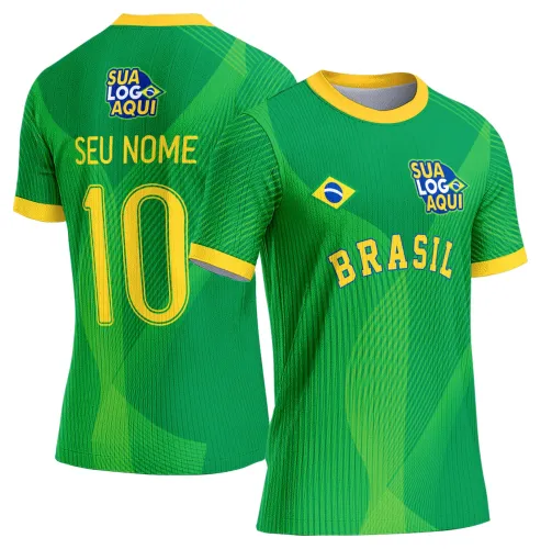 Arte camiseta Brasil futebol torcida, ideal para peças de torcedores em clima de campeonato mundial.