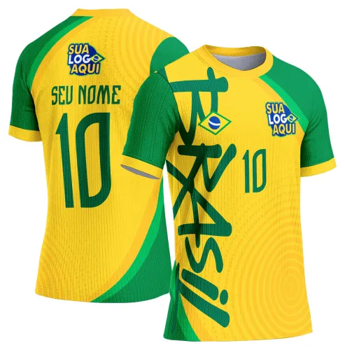 Arte camiseta Brasil rumo ao hexa, ideal para torcida brasileira e personalização esportiva.
