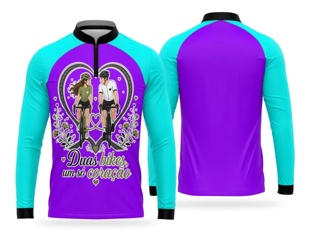 Camiseta de ciclismo com ilustração de casal apaixonado andando de bicicleta