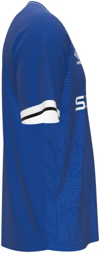 Camisa titular do Arminia Bielefeld 2026 - 2027 azul com padrão geométrico, frente e costas