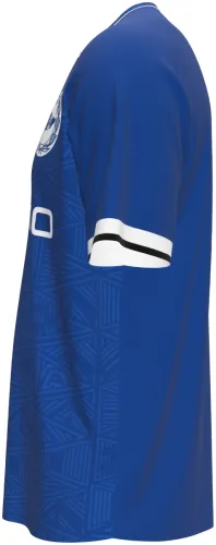 Camisa titular do Arminia Bielefeld 2026 - 2027 azul com padrão geométrico, frente e costas