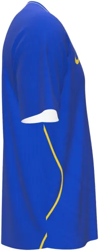 Camisa titular do Chelsea 2026 - 2027 azul lisa com leão amarelo, frente e costas