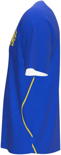 Camisa titular do Chelsea 2026 - 2027 azul lisa com leão amarelo, frente e costas