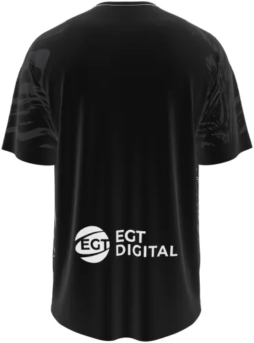 Camisa terceiro uniforme do CSKA Sofia 2026 - 2027 preta com marmorizado branco, frente e costas