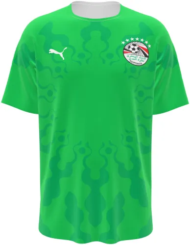 Camisa de goleiro do Egito 2026 verde-limão com manchas tom sobre tom, frente e costas