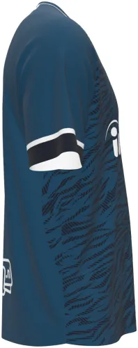 Camisa visitante do FC Utrecht 2026 - 2027 azul-petróleo com textura de riscos, frente e costas