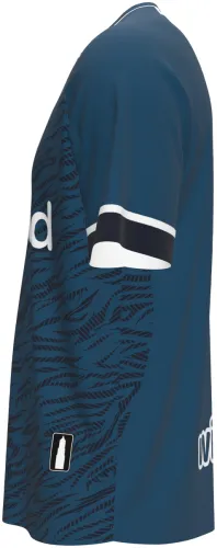 Camisa visitante do FC Utrecht 2026 - 2027 azul-petróleo com textura de riscos, frente e costas