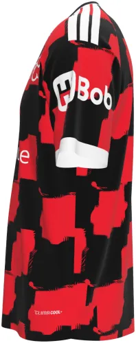 Camisa visitante do Fulham FC 2026 - 2027 com xadrez vermelho e preto irregular, frente e costas