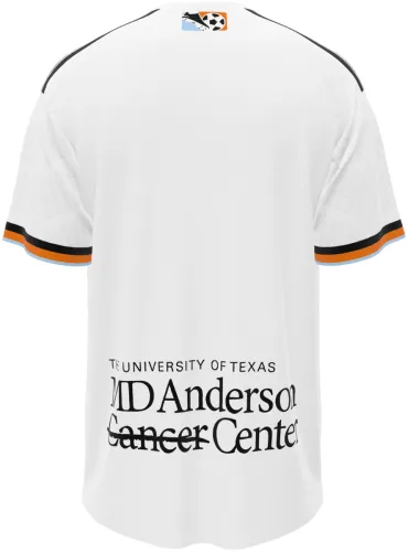 Camisa terceiro uniforme do Houston Dynamo 2026 branca com HOUSTON em letras serifadas, frente e costas
