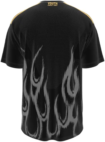Camisa terceiro uniforme da Juventus 2026 - 2027 preta com chamas cinza, frente e costas