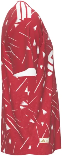 Camisa titular do Liverpool 2026 - 2027 vermelha com triângulos brancos espalhados, frente e costas