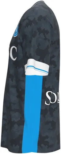 Camisa conceito do Napoli 2026 cinza com camuflagem digital, frente e costas