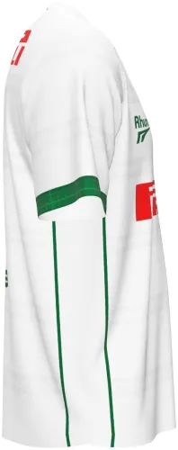 Camisa retrô visitante do Palmeiras 2001 branca com faixa vermelha no peito, frente e costas