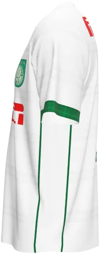 Camisa retrô visitante do Palmeiras 2001 branca com faixa vermelha no peito, frente e costas