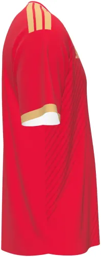 Camisa titular do Persija Jakarta 2026 - 2027 vermelha com ombro dourado, frente e costas