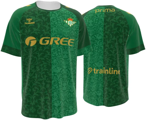 Camisa visitante do Real Betis 2026 - 2027 verde com ornamento floral tom sobre tom, frente e costas